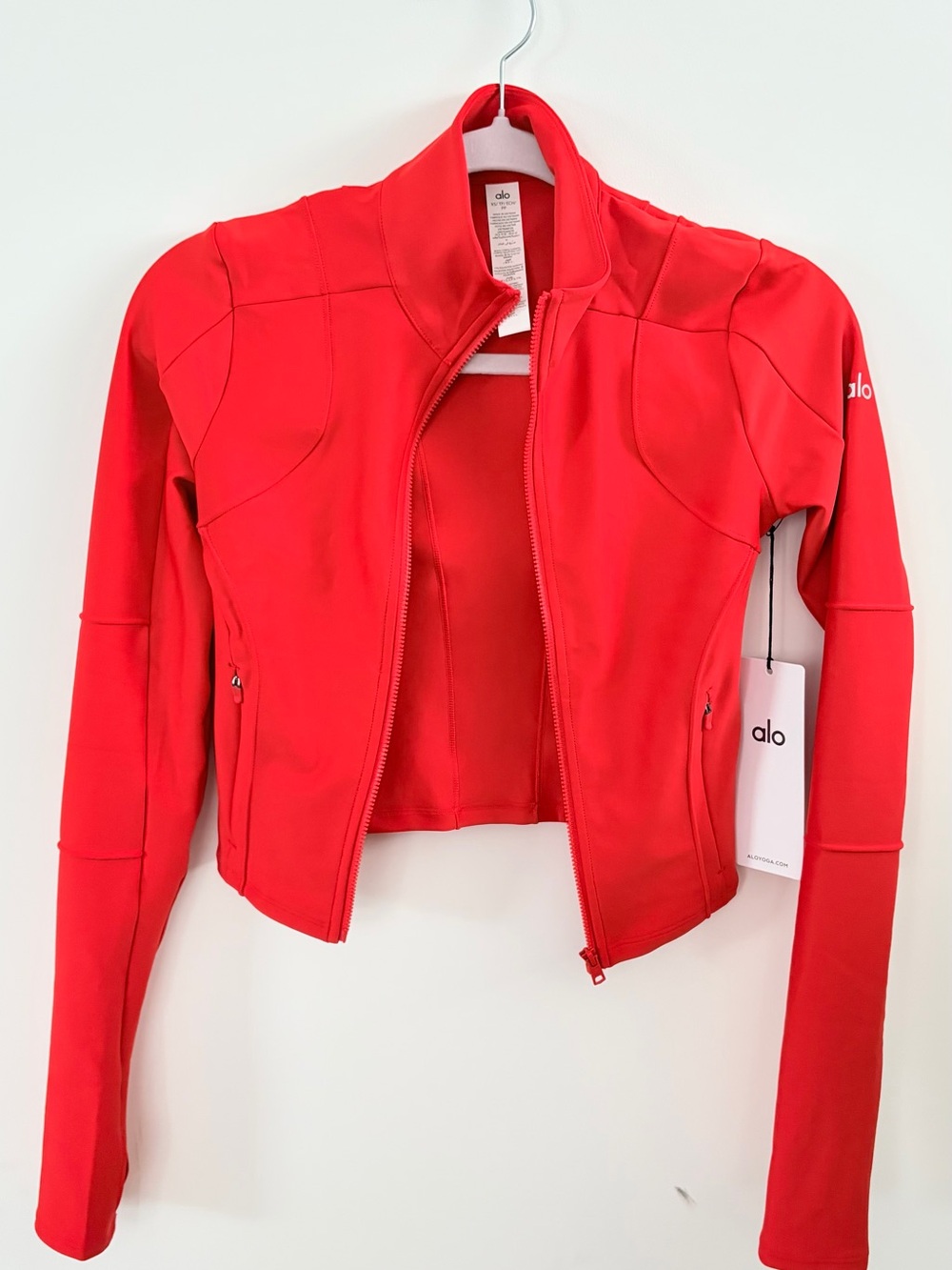 ALO Yoga Red Zip-Up Bomber Jacket